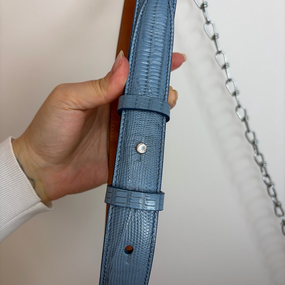 Acne Light Blue Textured Leather Belt size S - Picture 3 of 9